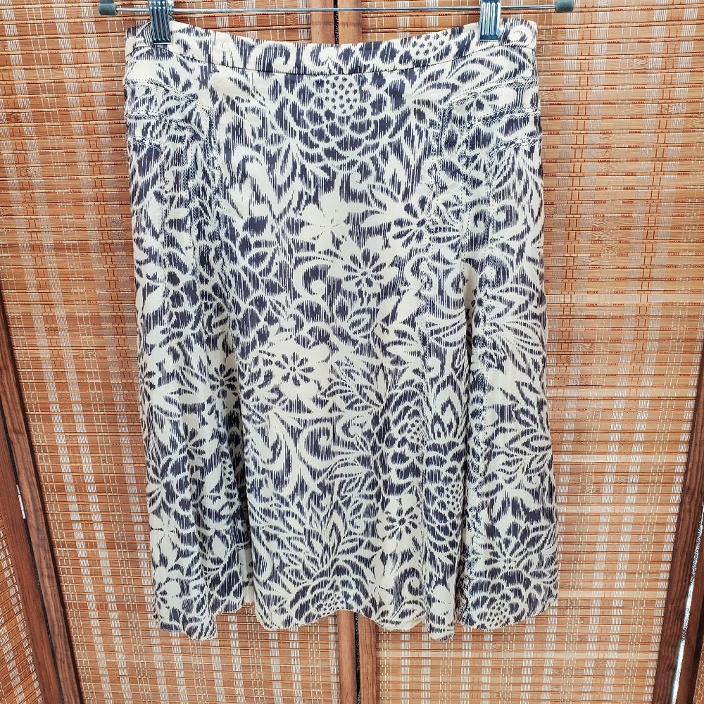 ♧ Sigrid Olsen Silk A-line Skirt Size 6 Black and Cream